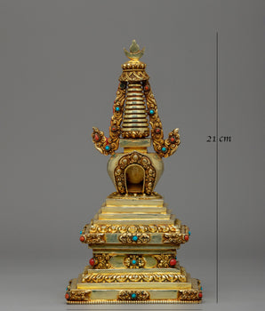 Stupa Gold-Plated Artwork | Traditional Chaitya