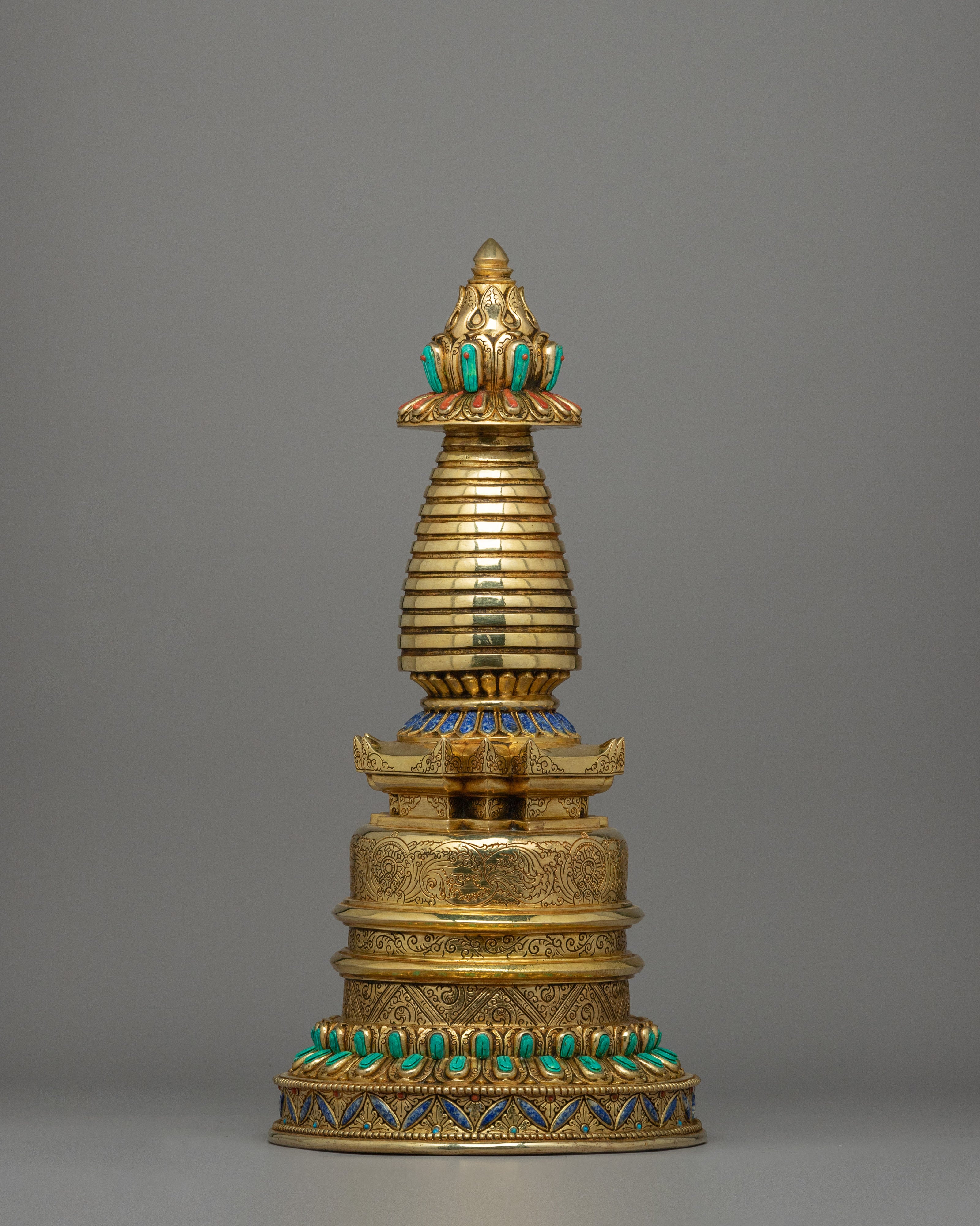 Stupa with Floral Carving | A Sacred Symbol of Enlightenment