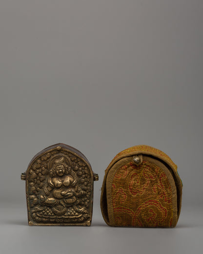 Ghau Box with Dzambhala Carving | A Sacred Ritual Box