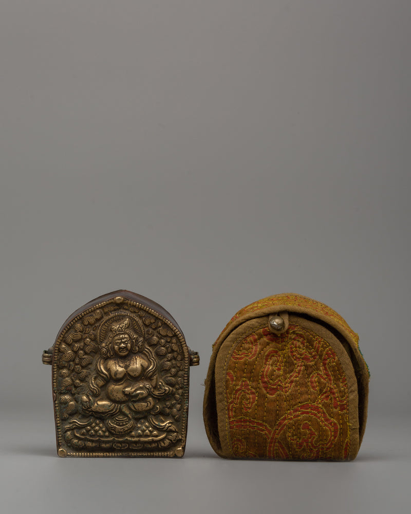 Ghau Box with Dzambhala Carving | A Sacred Ritual Box