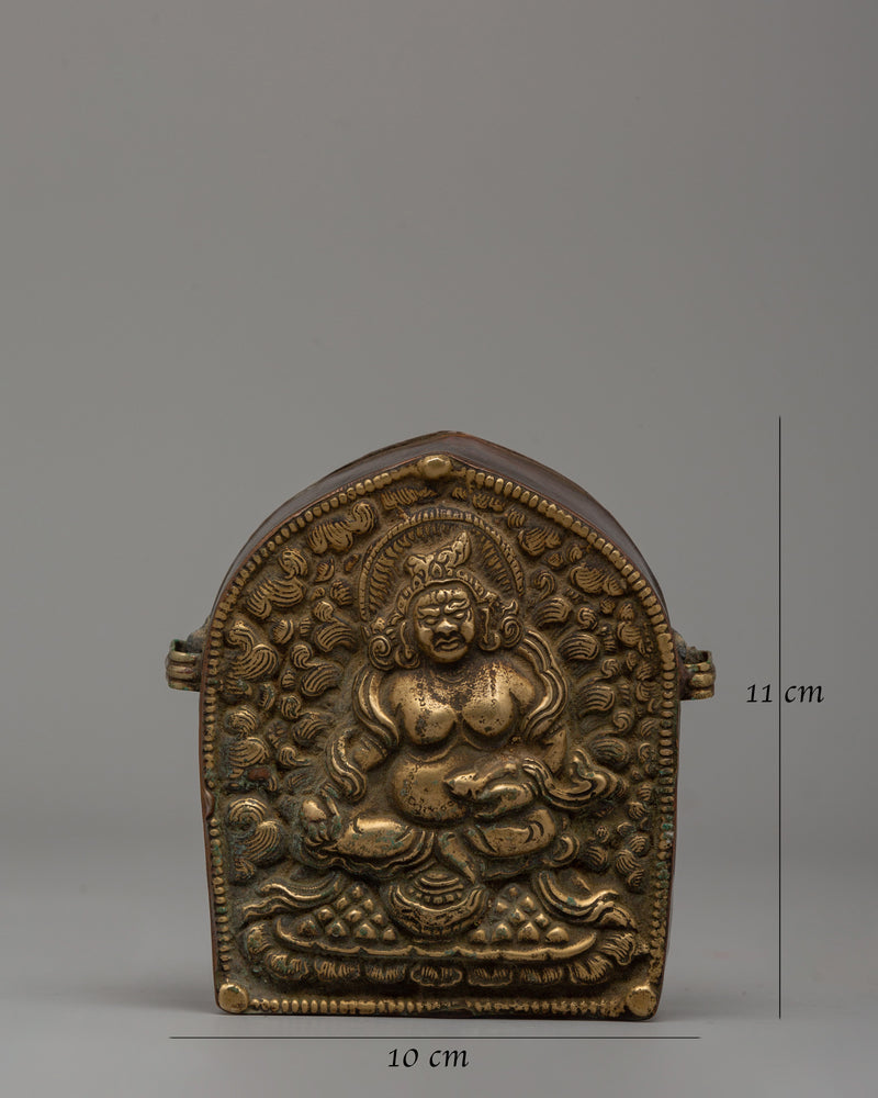 Ghau Box with Dzambhala Carving | A Sacred Ritual Box