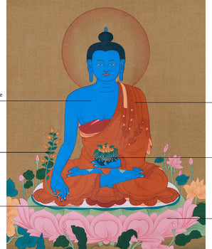 Healing Buddha Artwork | Traditional Tibetan Medicine Buddha Thangka