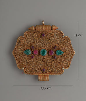 Tibetan Ghau Box Locket with Filigree Work | Religious Locket