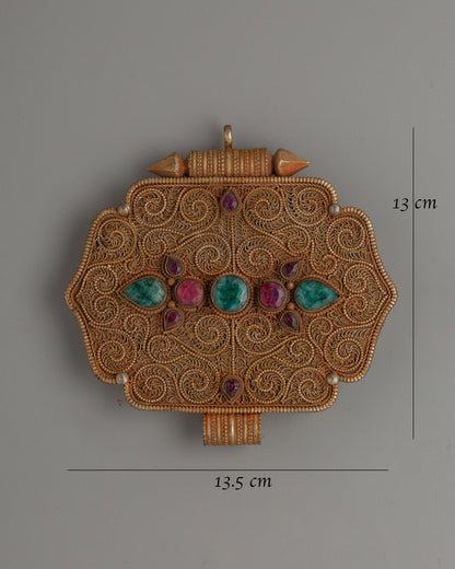 Tibetan Ghau Box Locket with Filigree Work | Religious Locket