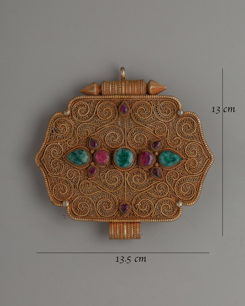 Tibetan Ghau Box Locket with Filigree Work | Religious Locket