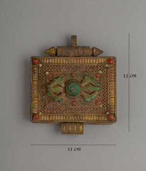 Tibetan Ghau Box with Vajra Carving | A Powerful Amulet