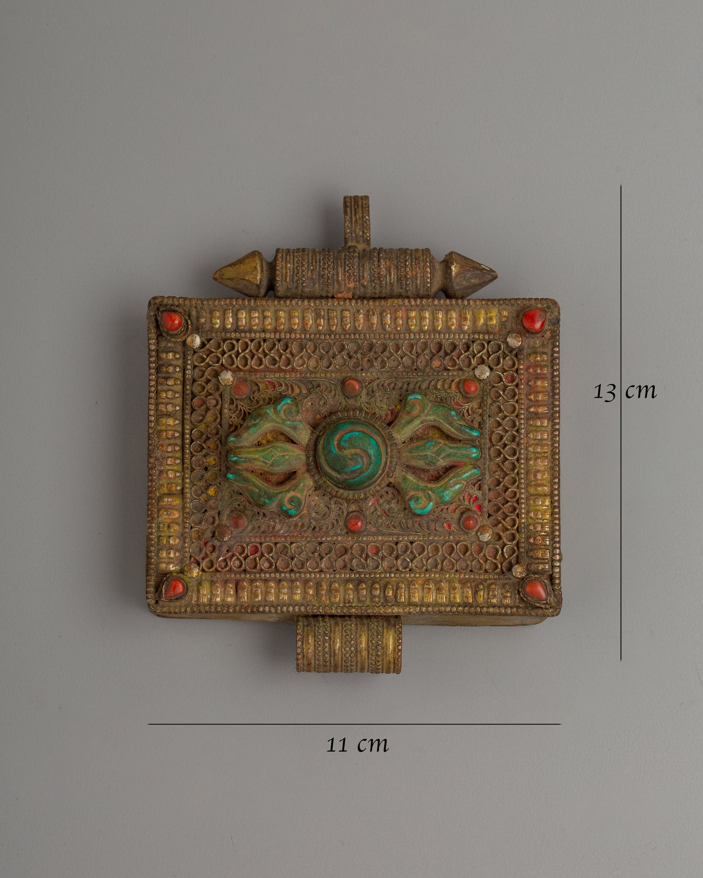 Tibetan Ghau Box with Vajra Carving | A Powerful Amulet