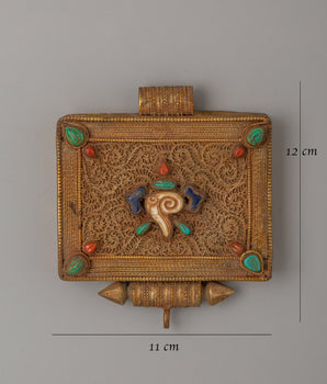 Tibetan Ghau Box Locket with Auspicious Symbols | A Sacred Amulet