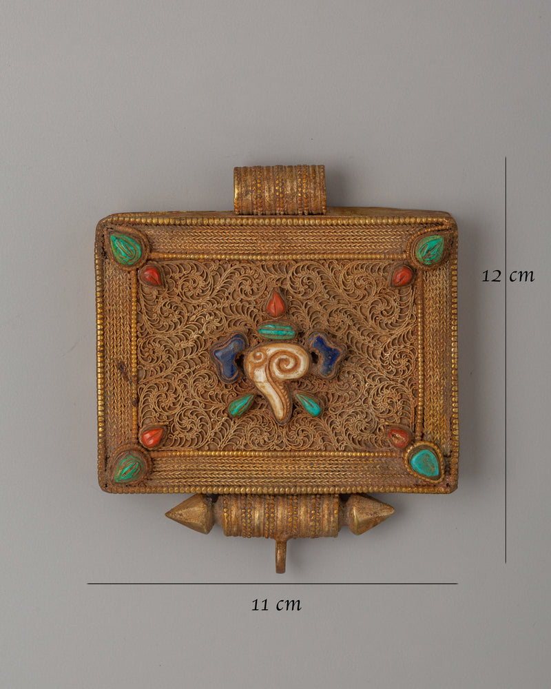 Tibetan Ghau Box Locket with Auspicious Symbols | A Sacred Amulet