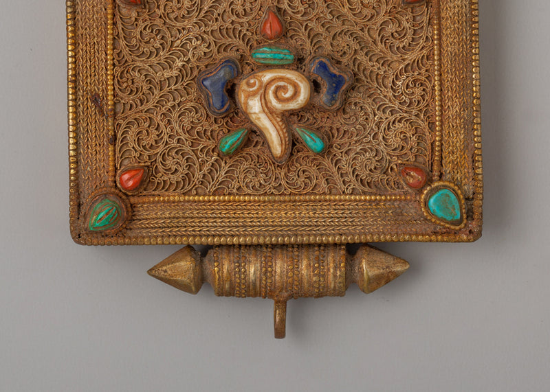 Tibetan Ghau Box Locket with Auspicious Symbols | A Sacred Amulet