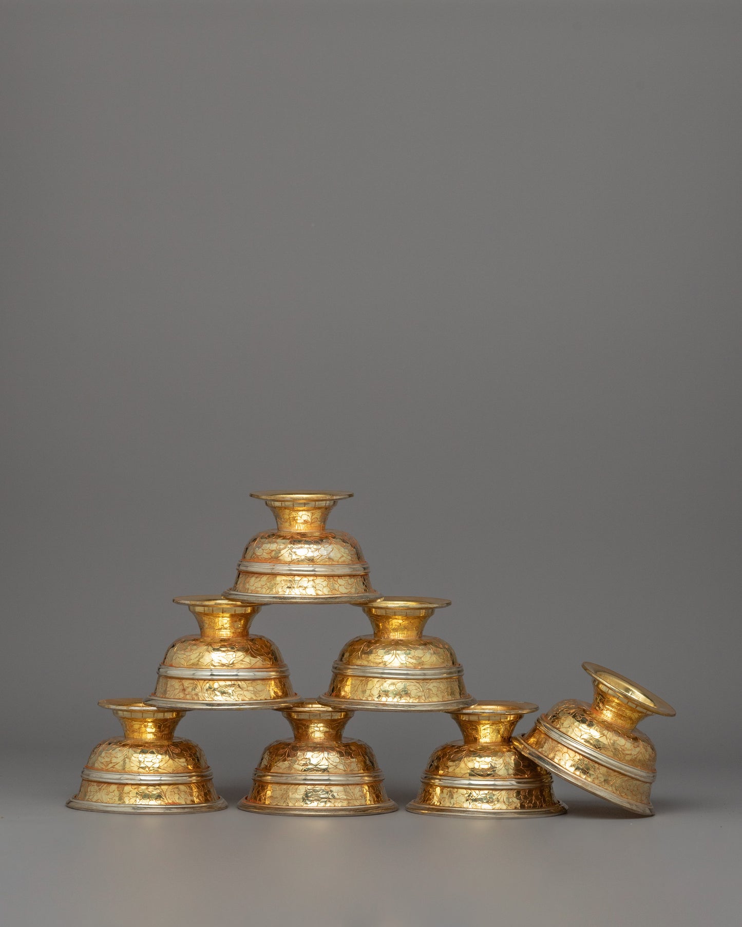 Ritual Offering Bowls Set | Gold and Silver-Plated Artwork