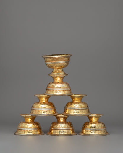 Ritual Offering Bowls Set | Gold and Silver-Plated Artwork