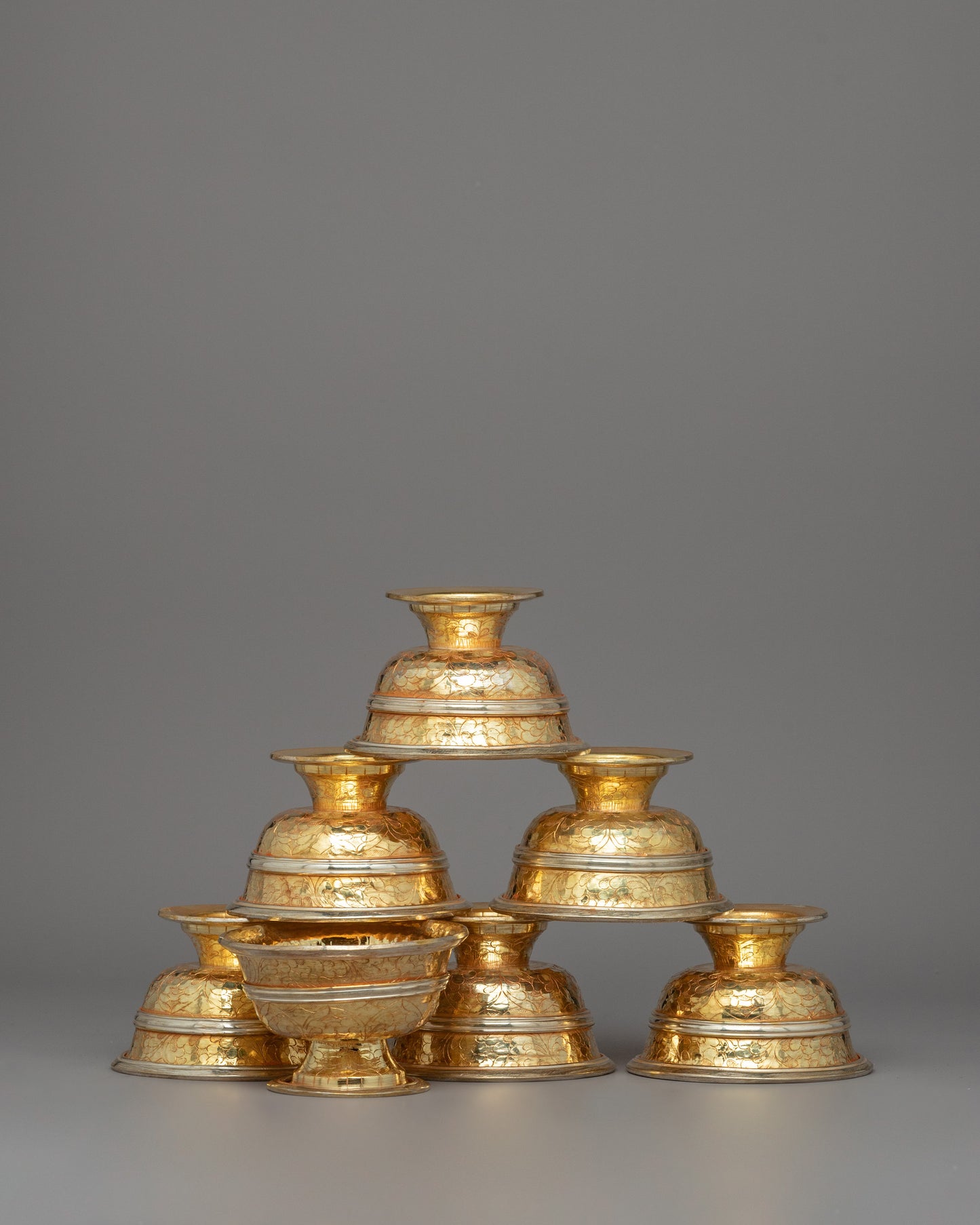 Ritual Offering Bowls Set | Gold and Silver-Plated Artwork