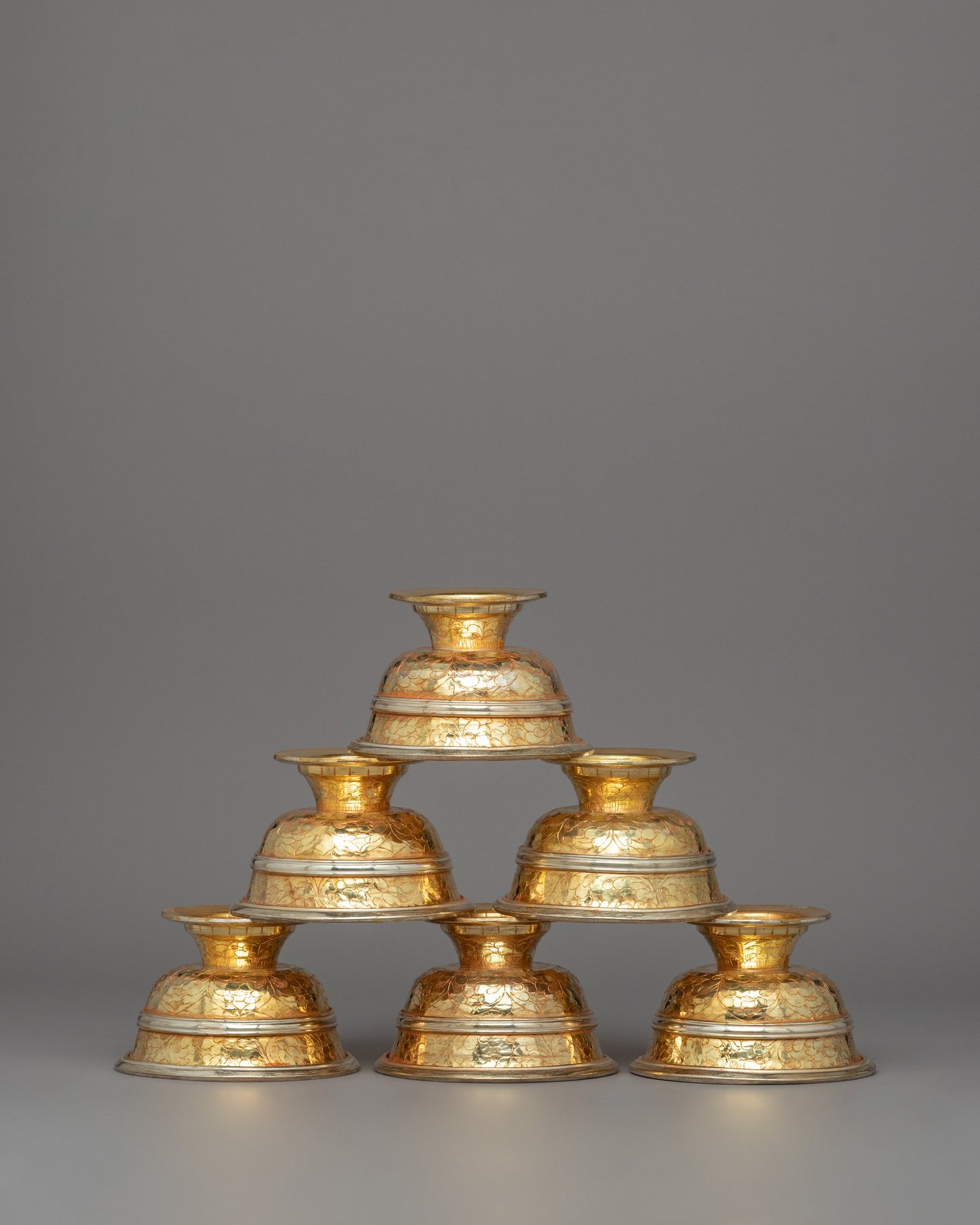 Ritual Offering Bowls Set | Gold and Silver-Plated Artwork