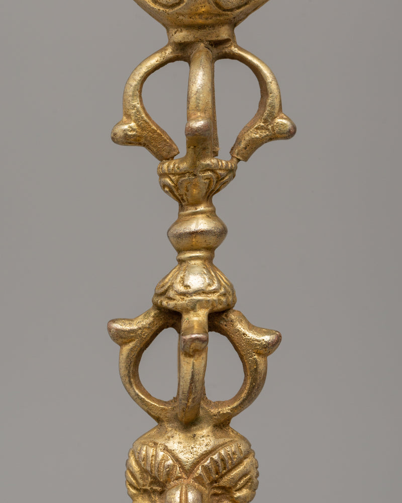 Phurba Ceremonial Dagger | Gold-Plated Copper Ritual Item