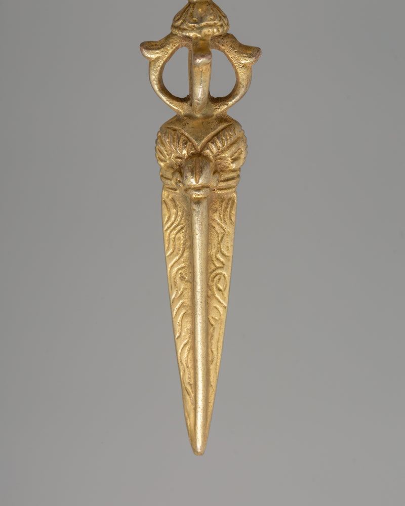 Phurba Ceremonial Dagger | Gold-Plated Copper Ritual Item