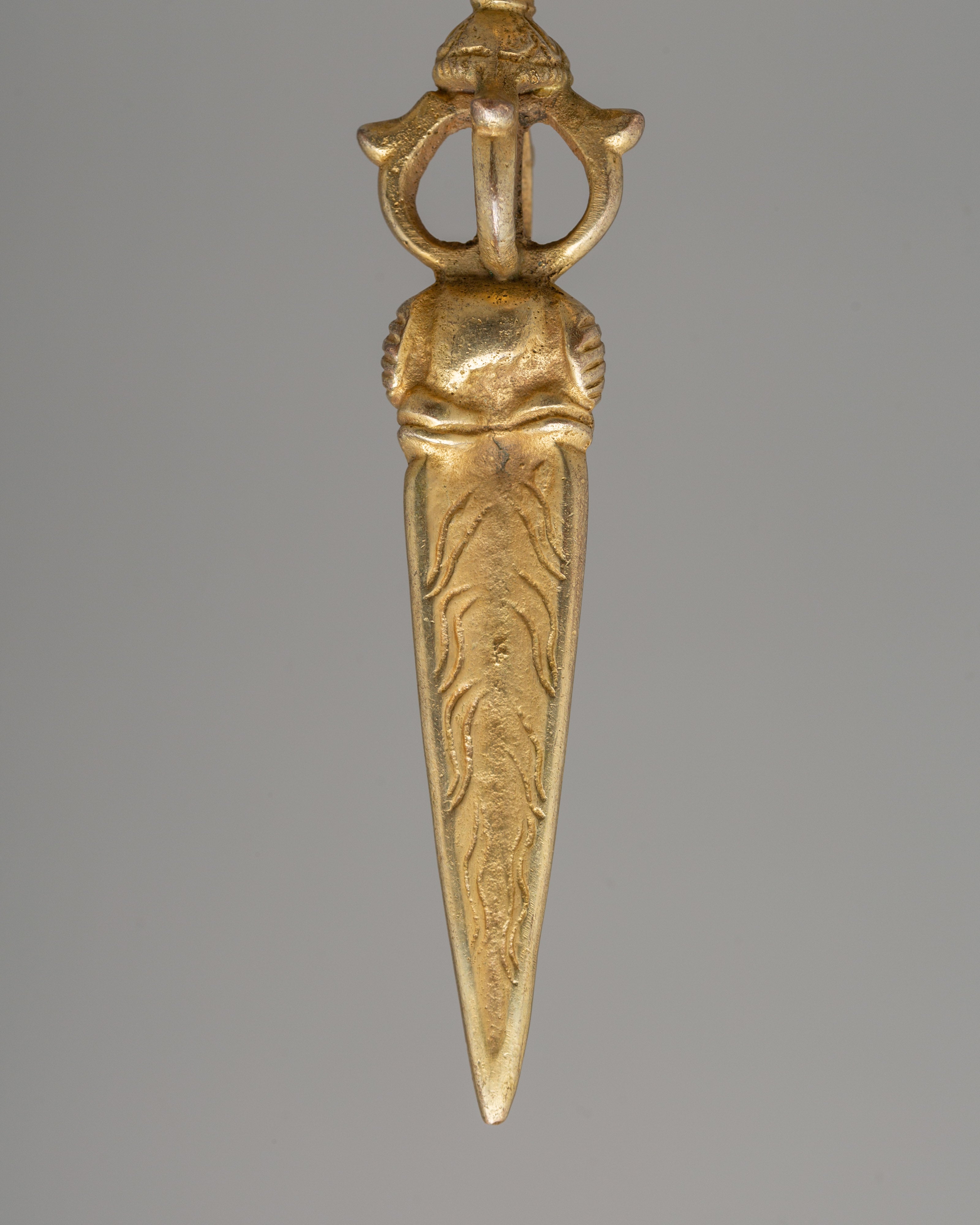 Phurba Ceremonial Dagger | Gold-Plated Copper Ritual Item