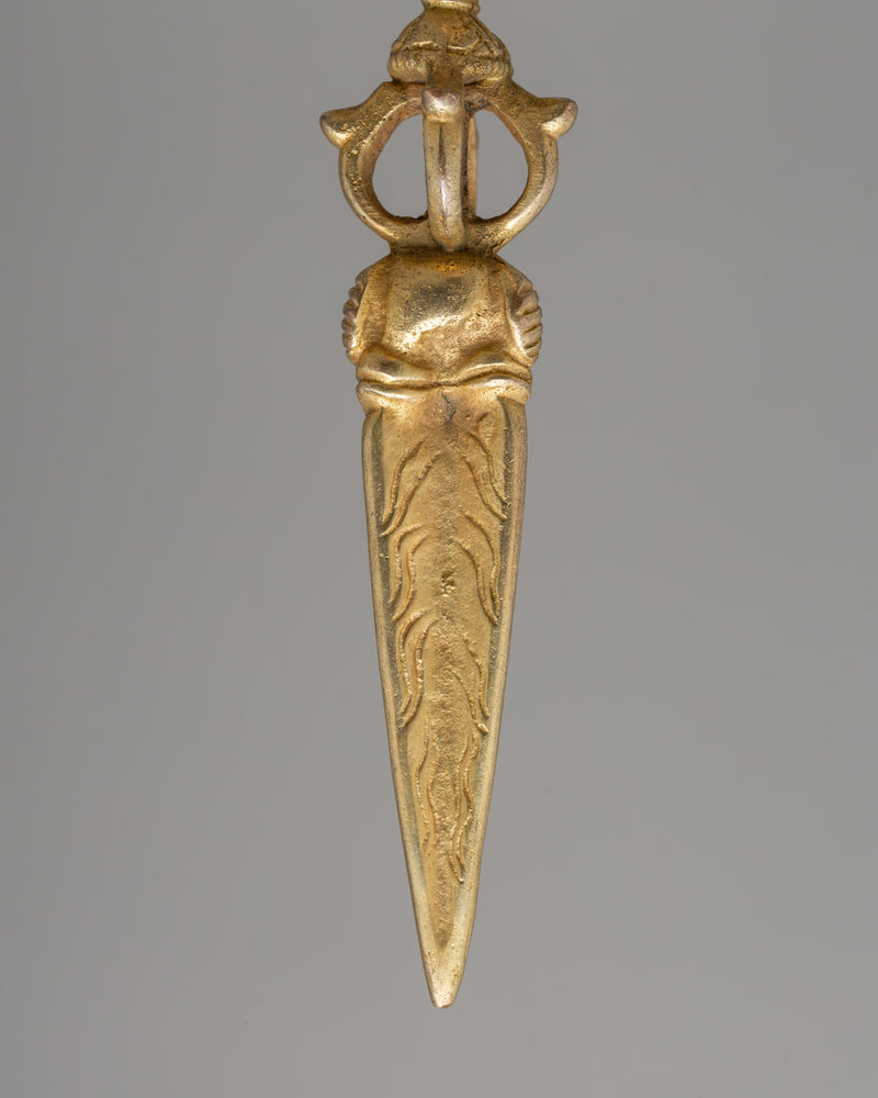 Phurba Ceremonial Dagger | Gold-Plated Copper Ritual Item