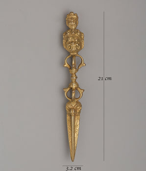 Phurba Ceremonial Dagger | Gold-Plated Copper Ritual Item