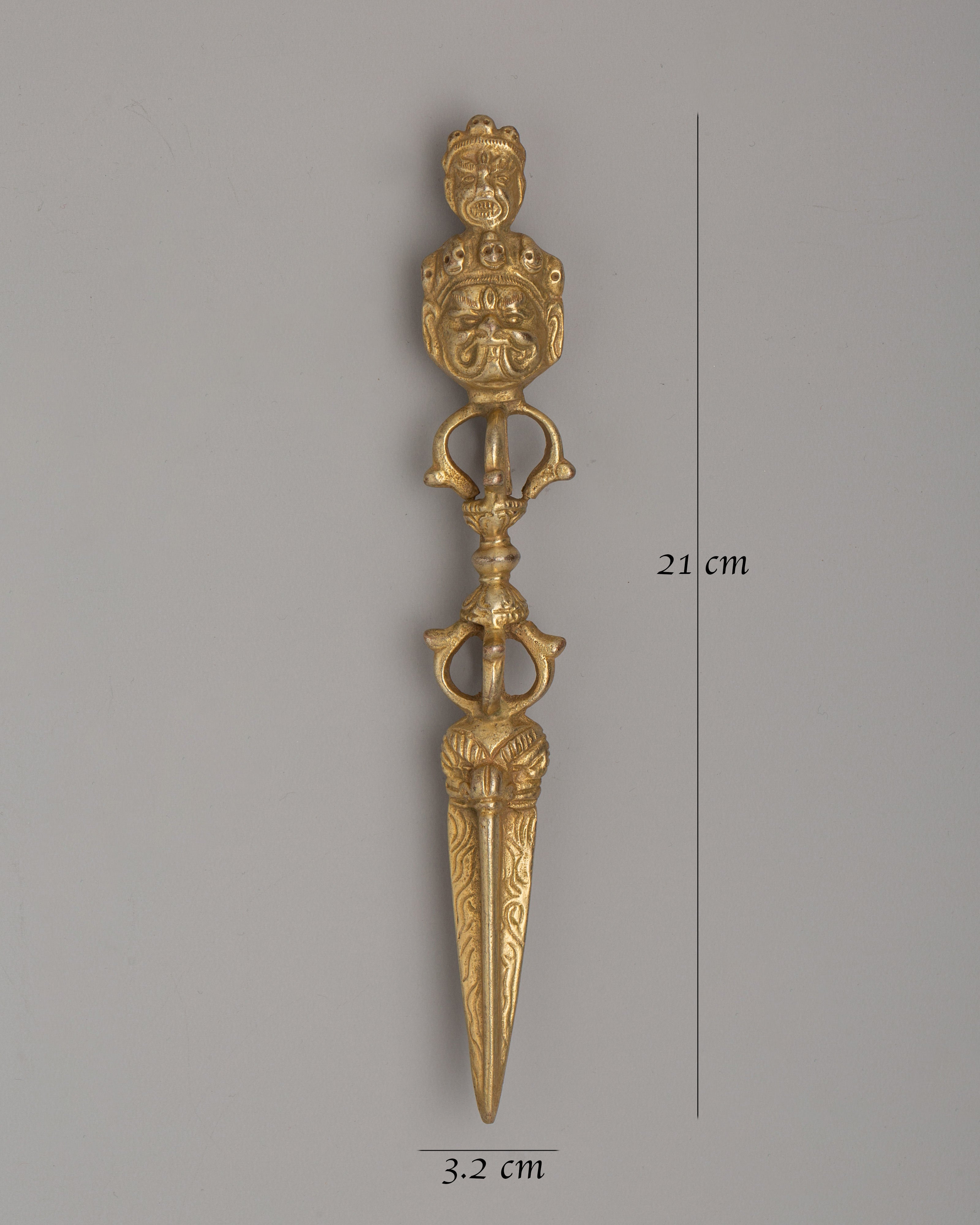 Phurba Ceremonial Dagger | Gold-Plated Copper Ritual Item