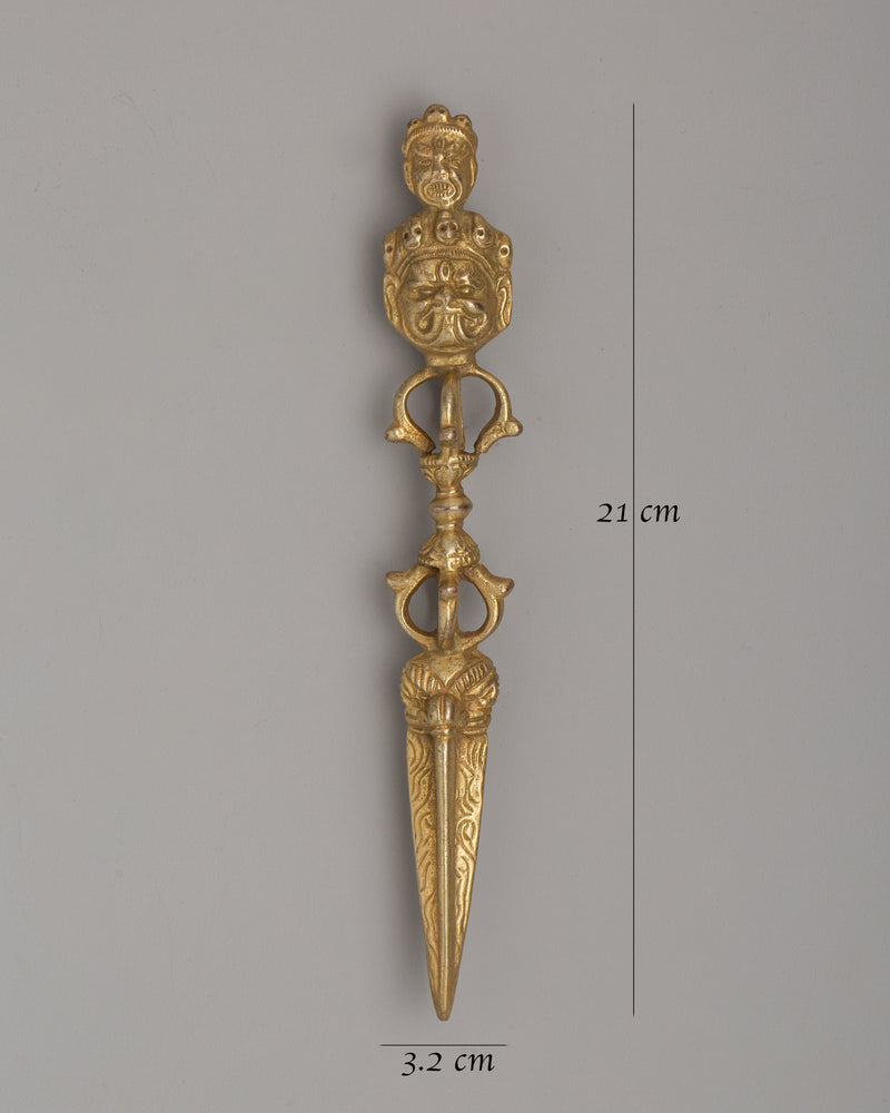 Phurba Ceremonial Dagger | Gold-Plated Copper Ritual Item