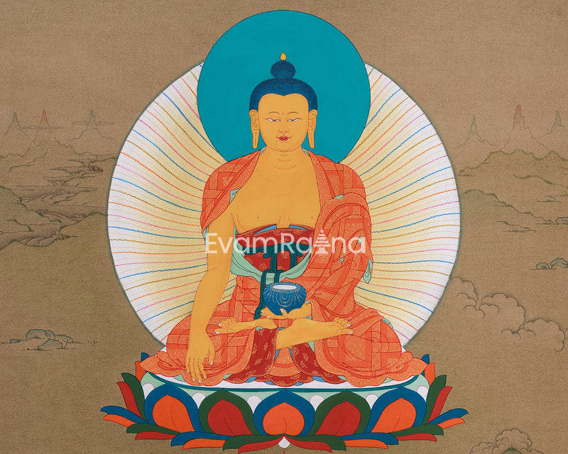 Tibetan Buddha Thangka | Siddhartha Gautama Art | Spiritual Enlightenment Decor