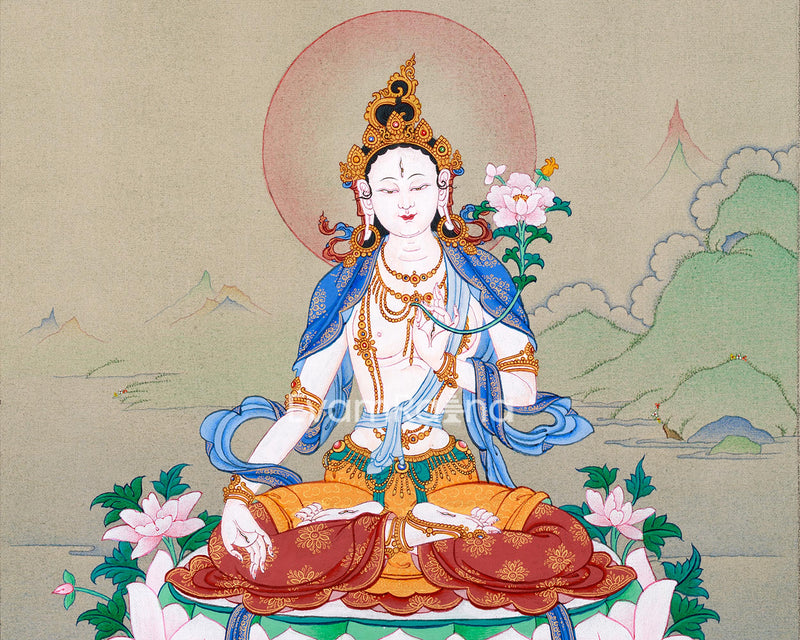 White Tara Thangka – The Compassionate Female Buddha