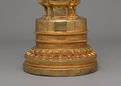 Himalayan Stupa | 28.5cm Gold-Plated Copper Buddhist Shrine