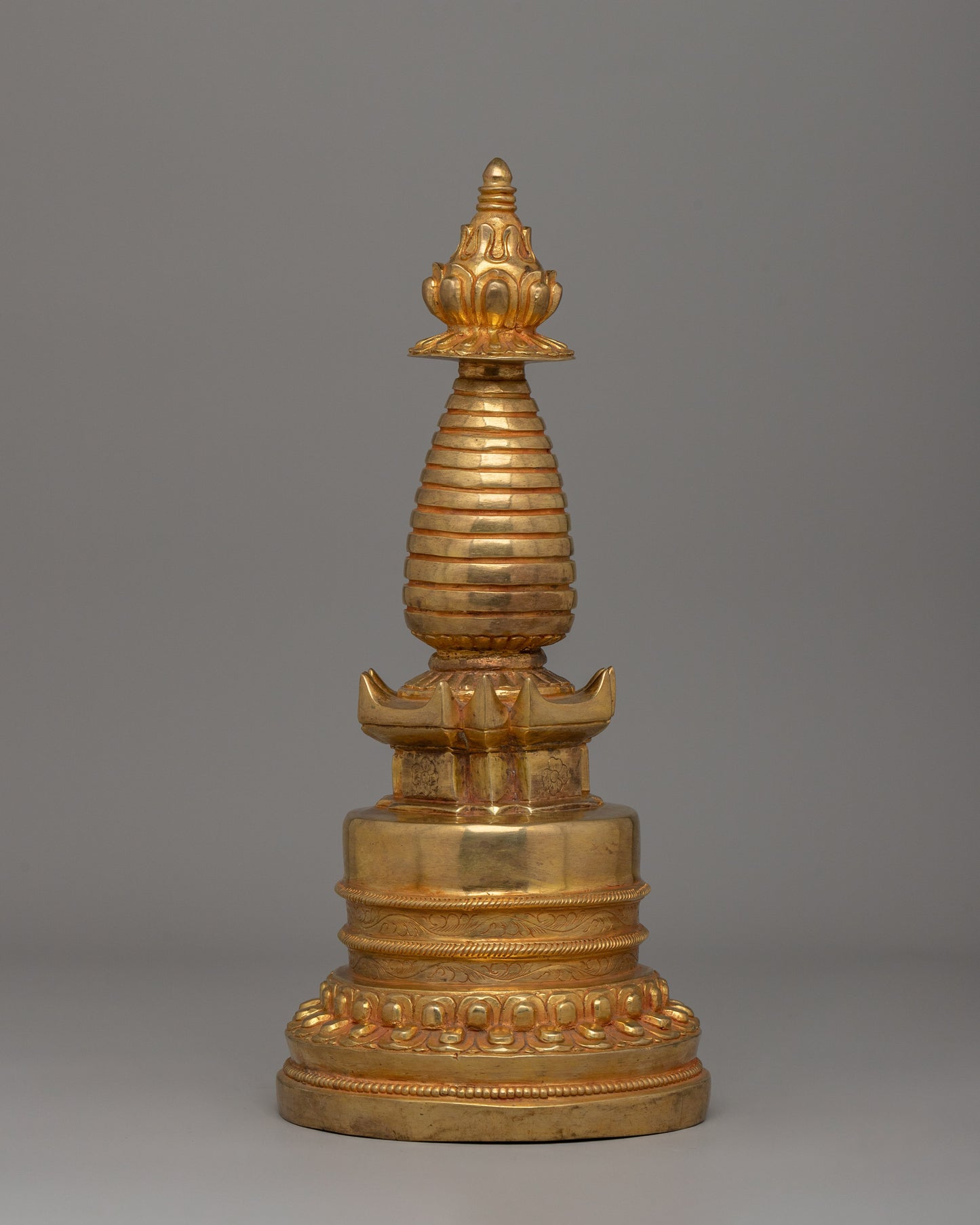 Himalayan Stupa | 28.5cm Gold-Plated Copper Buddhist Shrine