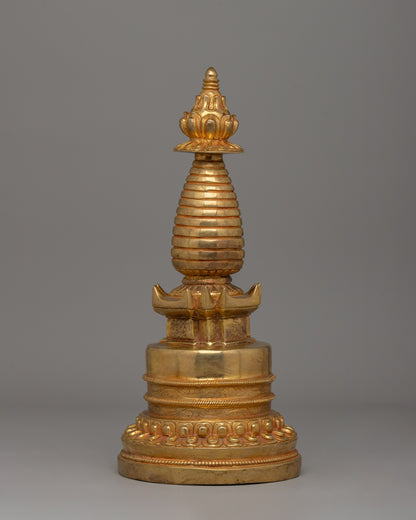 Himalayan Stupa | 28.5cm Gold-Plated Copper Buddhist Shrine