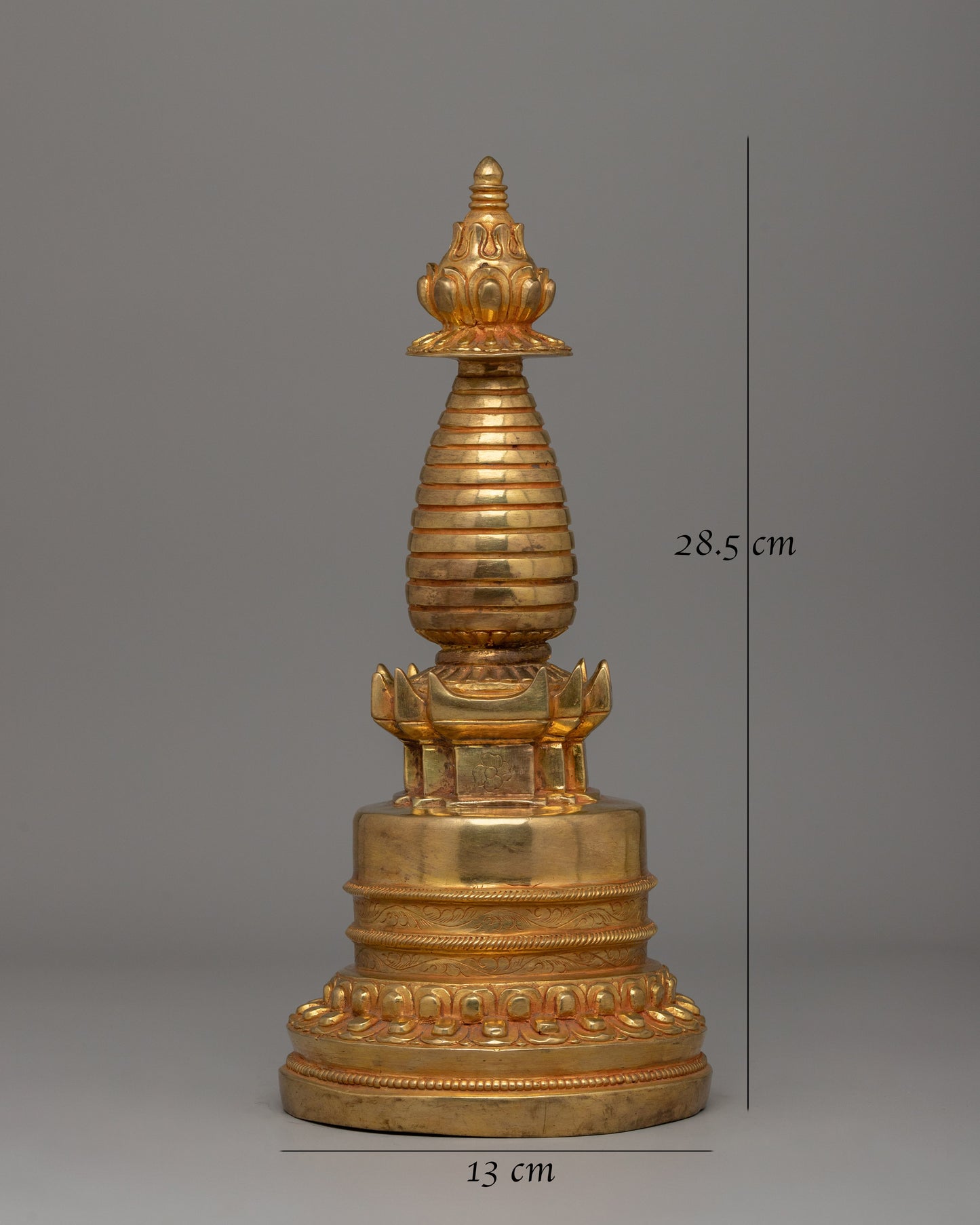 Himalayan Stupa | 28.5cm Gold-Plated Copper Buddhist Shrine