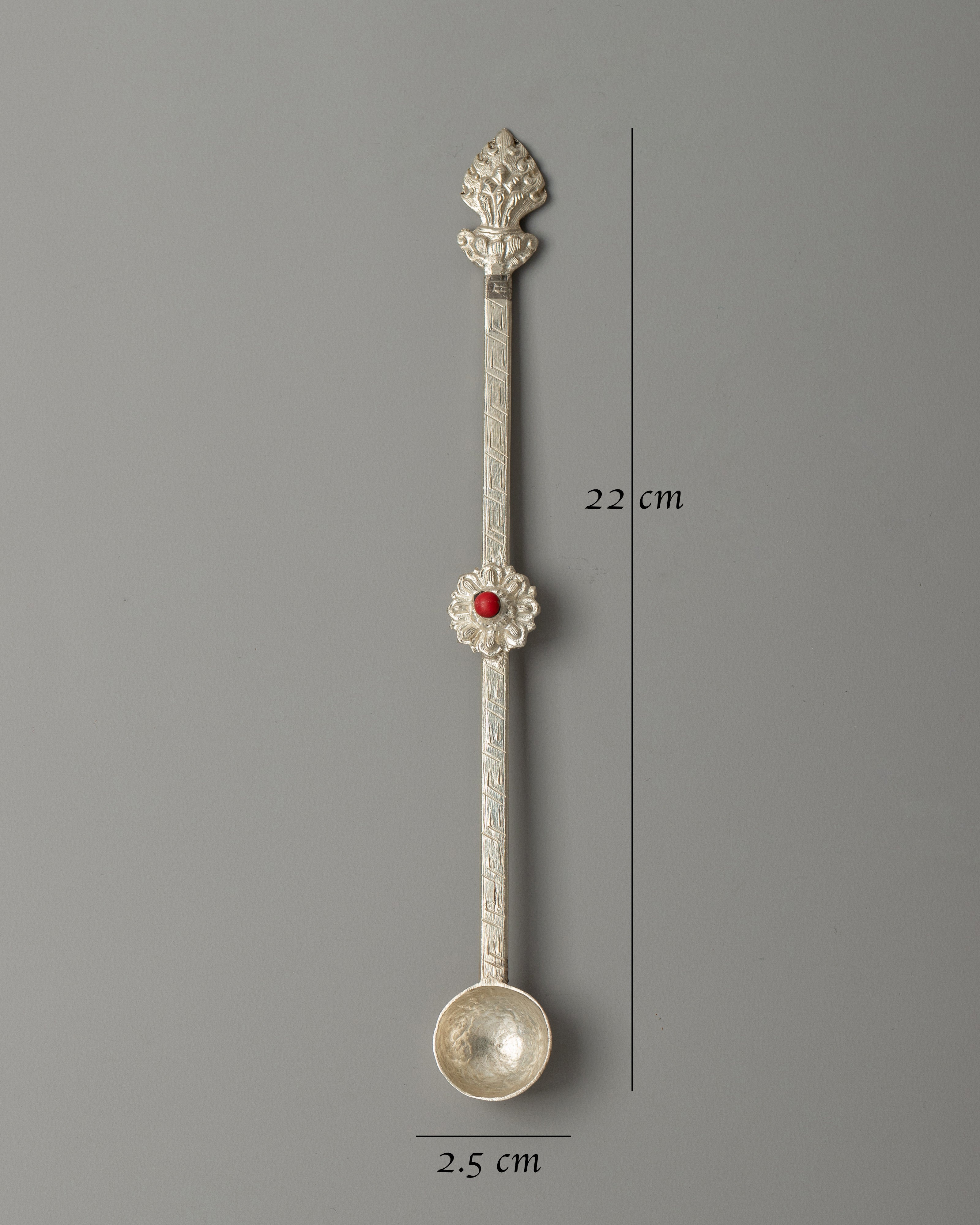 Altar Silver Plated Spoon Set | Coral & Turquoise Inlay Ritual Tool