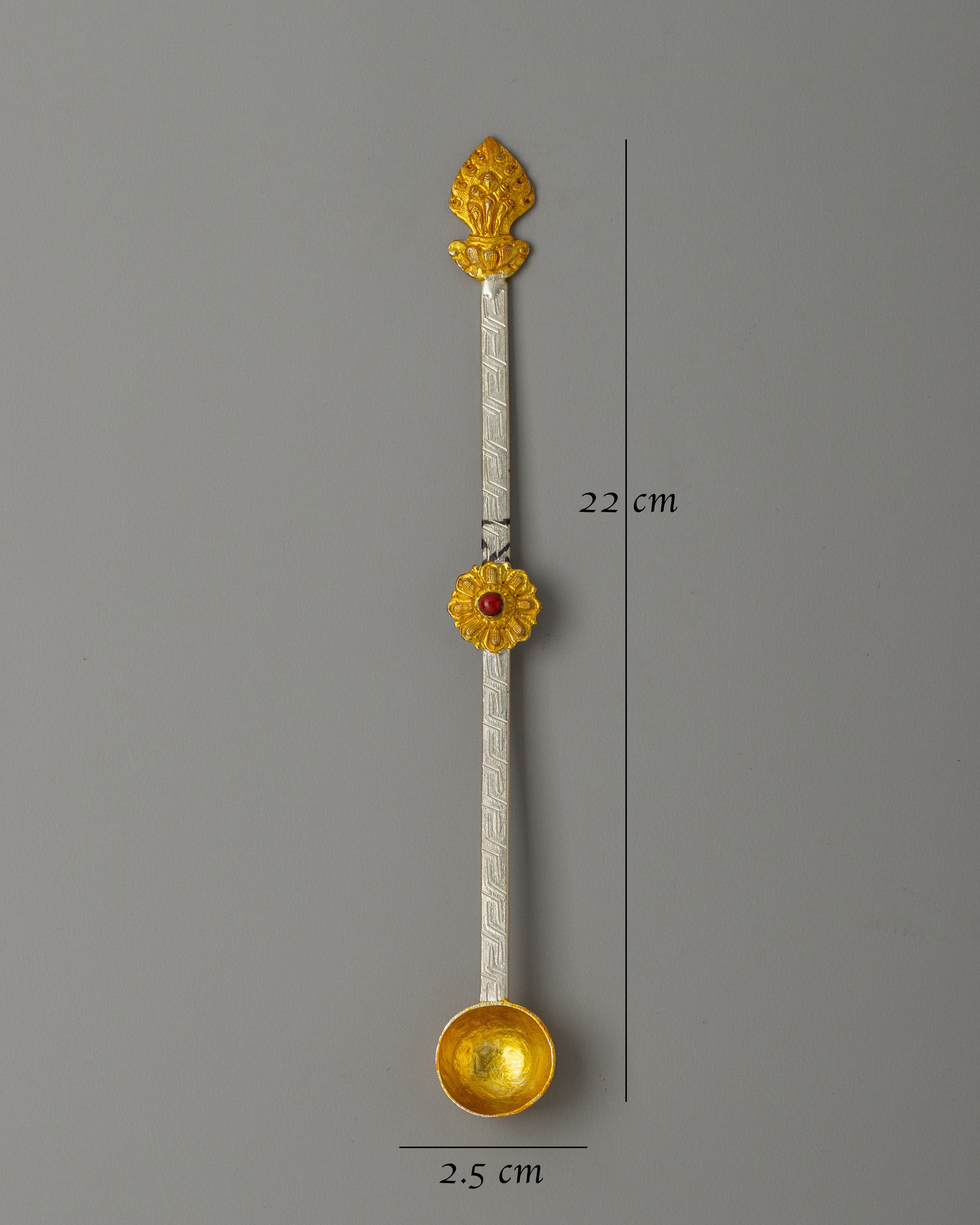 Altar Spoon Set with Electro Gold Plating | Tibetan Ritual Tool