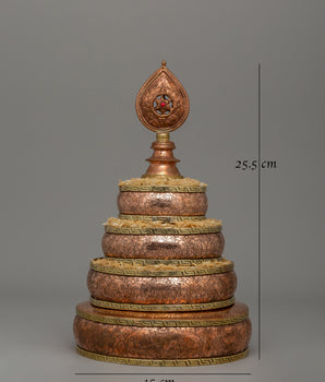 Tibetan Ritual Mandala Set for Dharma | Copper and Brass Offering Tool