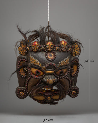 Buddhist Mahakala Mask | Powerful Protector Deity Wall Hanging