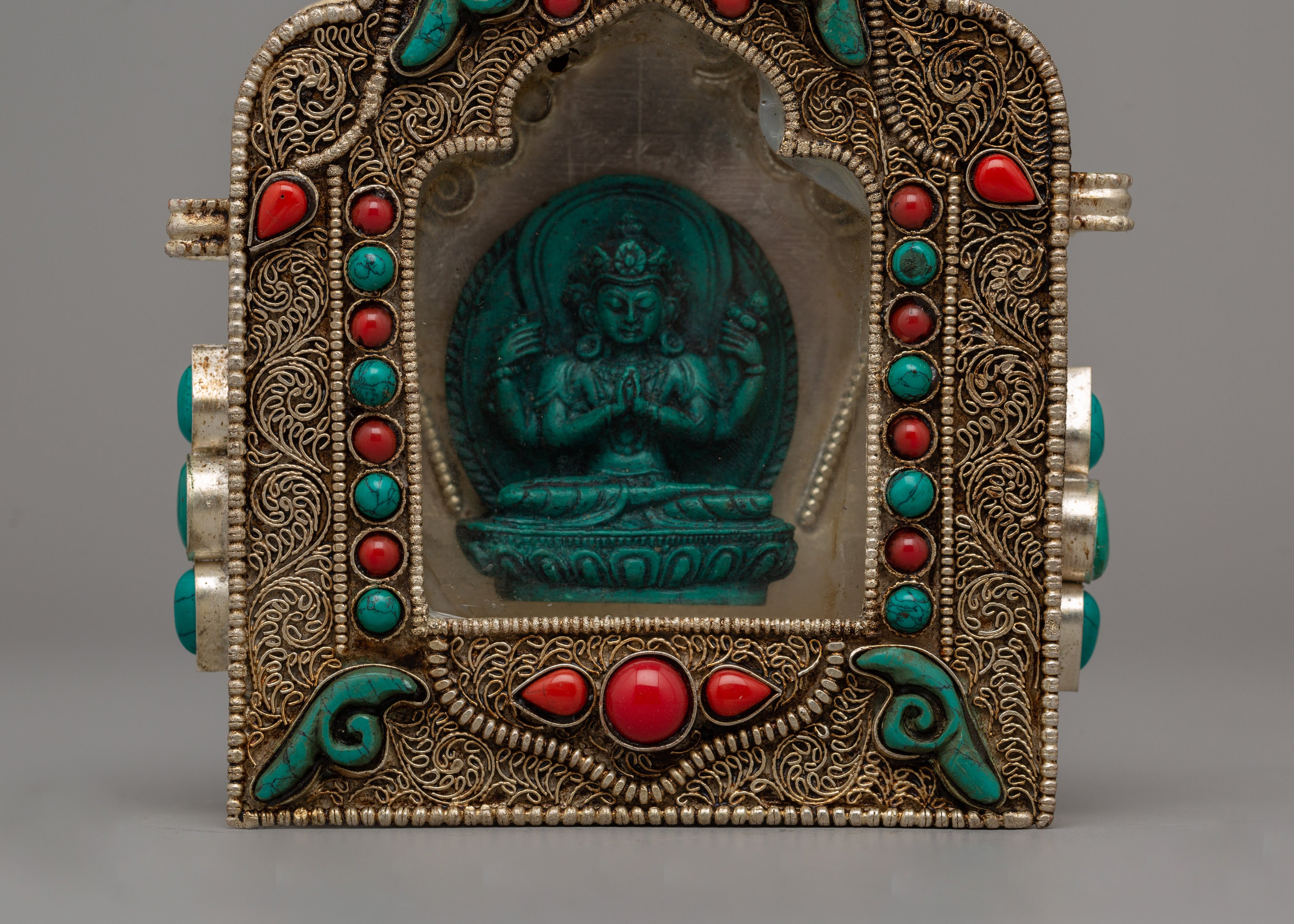 Ghau Box with Chenresig | Tibetan Buddhist Relic Holder