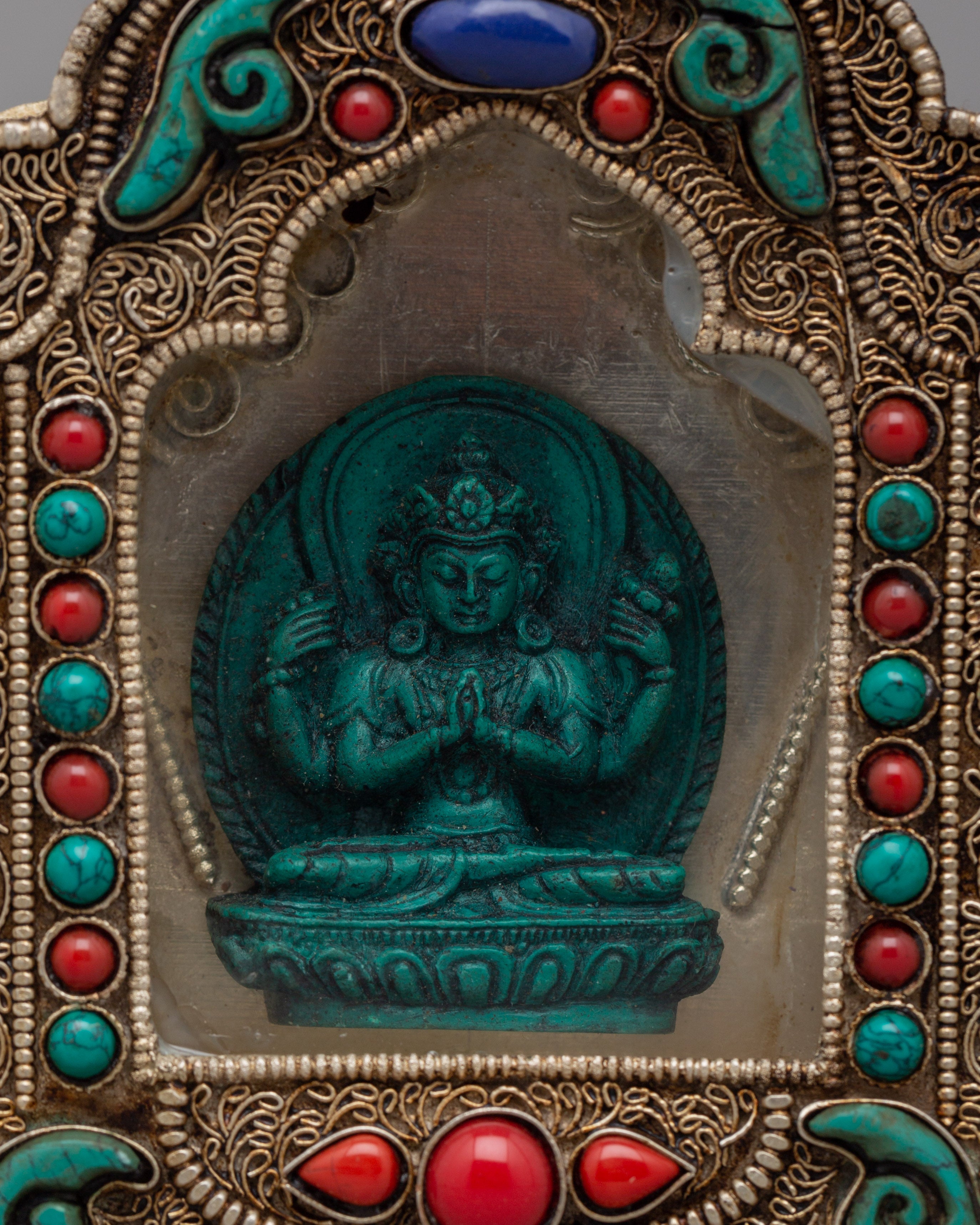 Ghau Box with Chenresig | Tibetan Buddhist Relic Holder