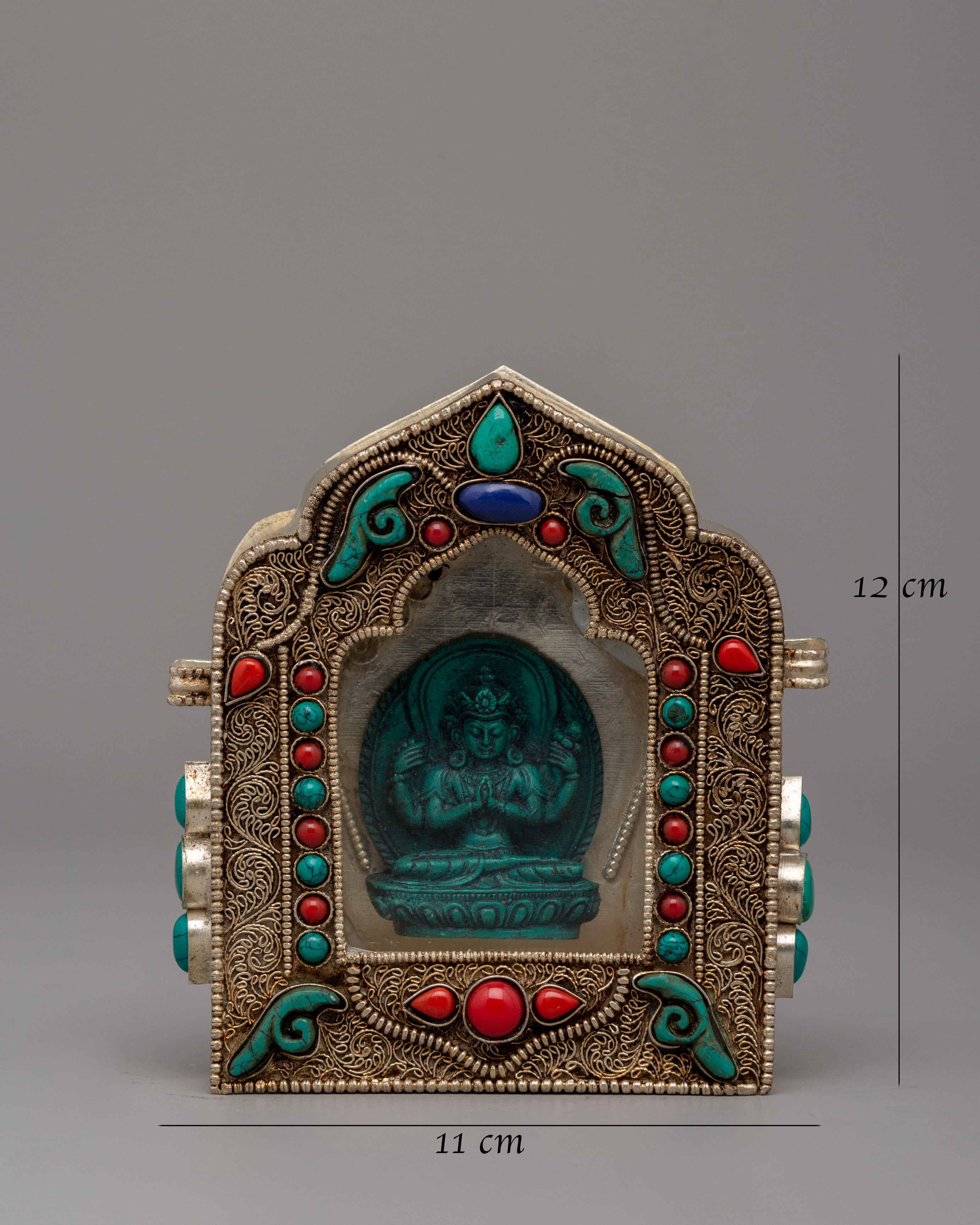 Ghau Box with Chenresig | Tibetan Buddhist Relic Holder