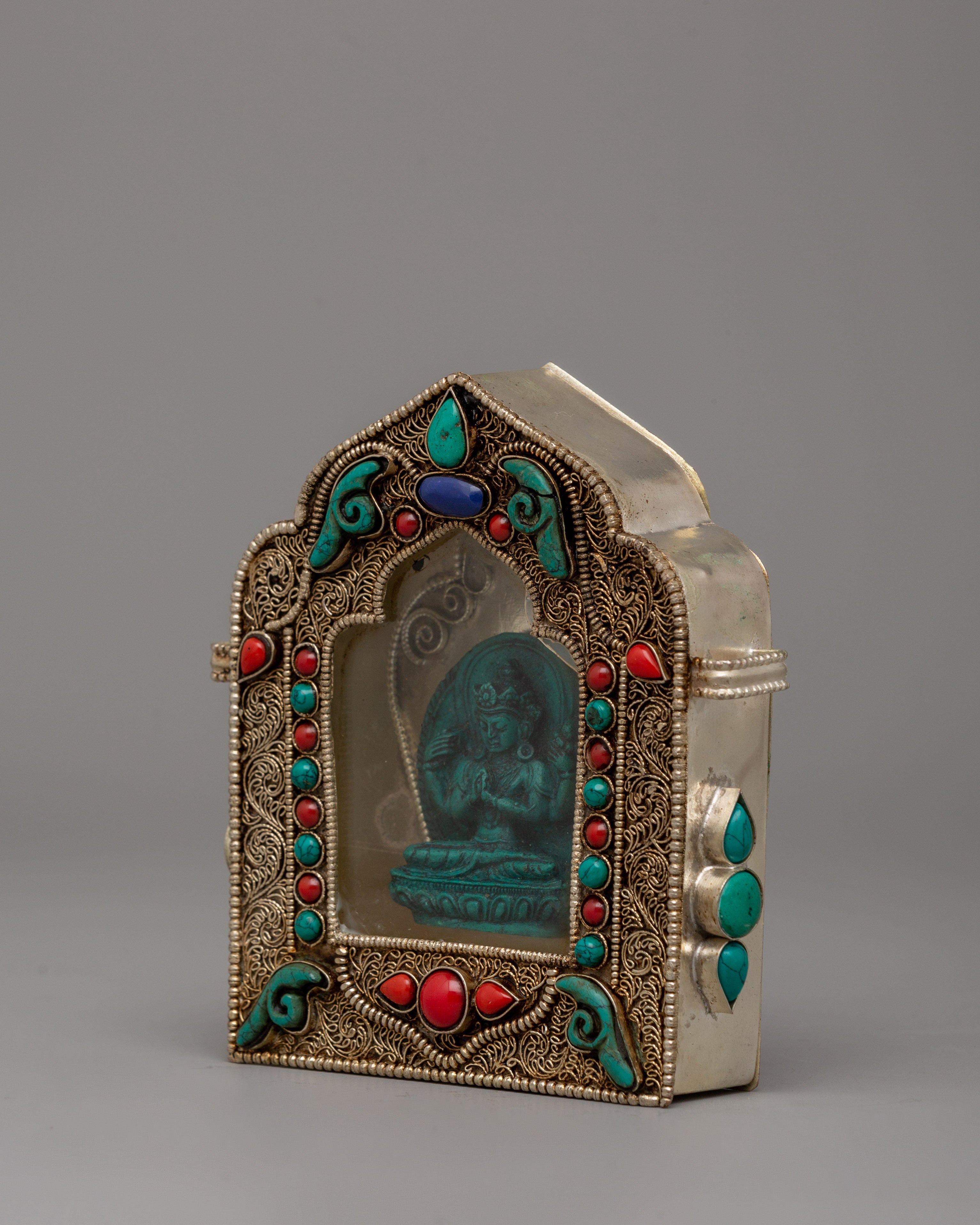 Ghau Box with Chenresig | Tibetan Buddhist Relic Holder