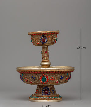 Himalayan Serkyem Set | A Sacred Offering Vessel for Buddhist Rituals