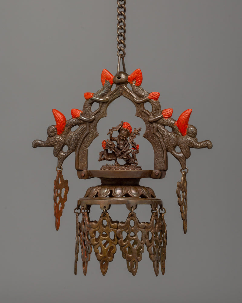 Newari Dalucha Oil Lamp |  Oxidized Copper Hanging Lamp