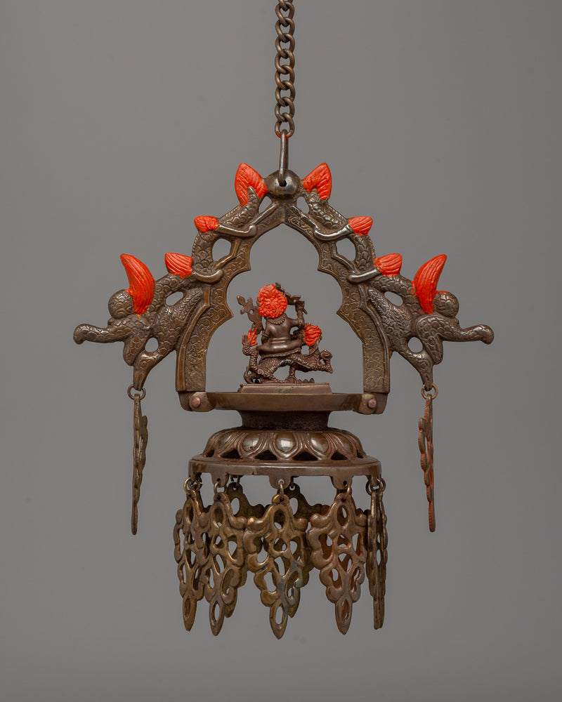 Newari Dalucha Oil Lamp |  Oxidized Copper Hanging Lamp