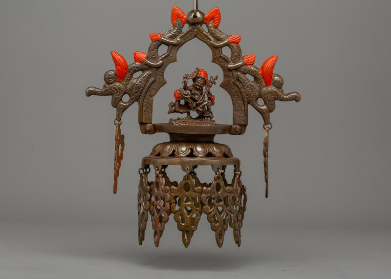 Newari Dalucha Oil Lamp |  Oxidized Copper Hanging Lamp