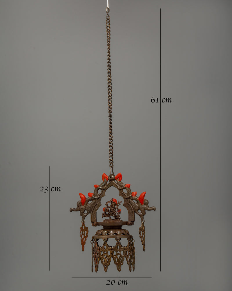 Newari Dalucha Oil Lamp |  Oxidized Copper Hanging Lamp