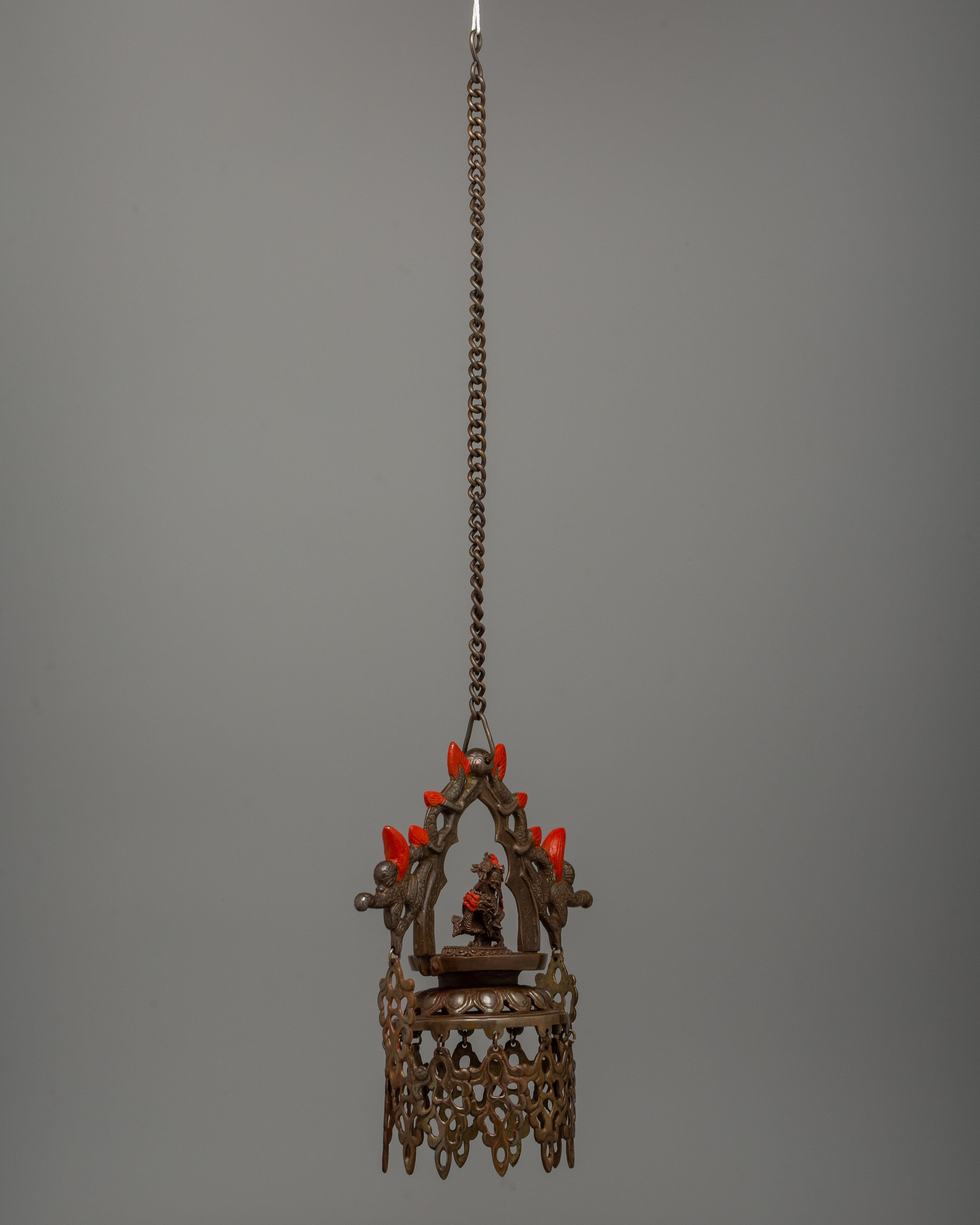 Newari Dalucha Oil Lamp |  Oxidized Copper Hanging Lamp