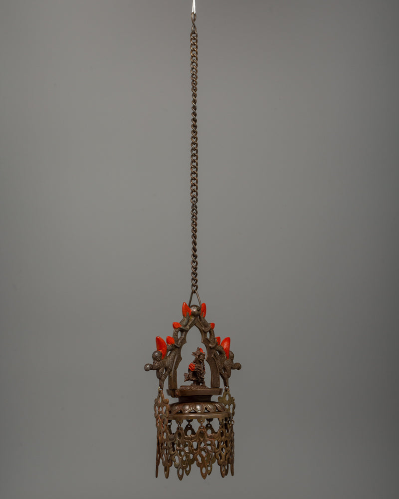 Newari Dalucha Oil Lamp |  Oxidized Copper Hanging Lamp