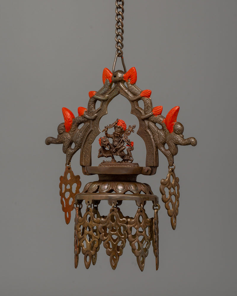 Newari Dalucha Oil Lamp |  Oxidized Copper Hanging Lamp