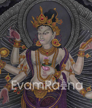 Basundhara, The Wealth Deity Giclee Print |  Bhasundhara Devi Thangka Print