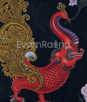 Red Hiti Manga Art Print | Rich Cultural Heritage of Nepal Portrayed In Paubha Painting Print