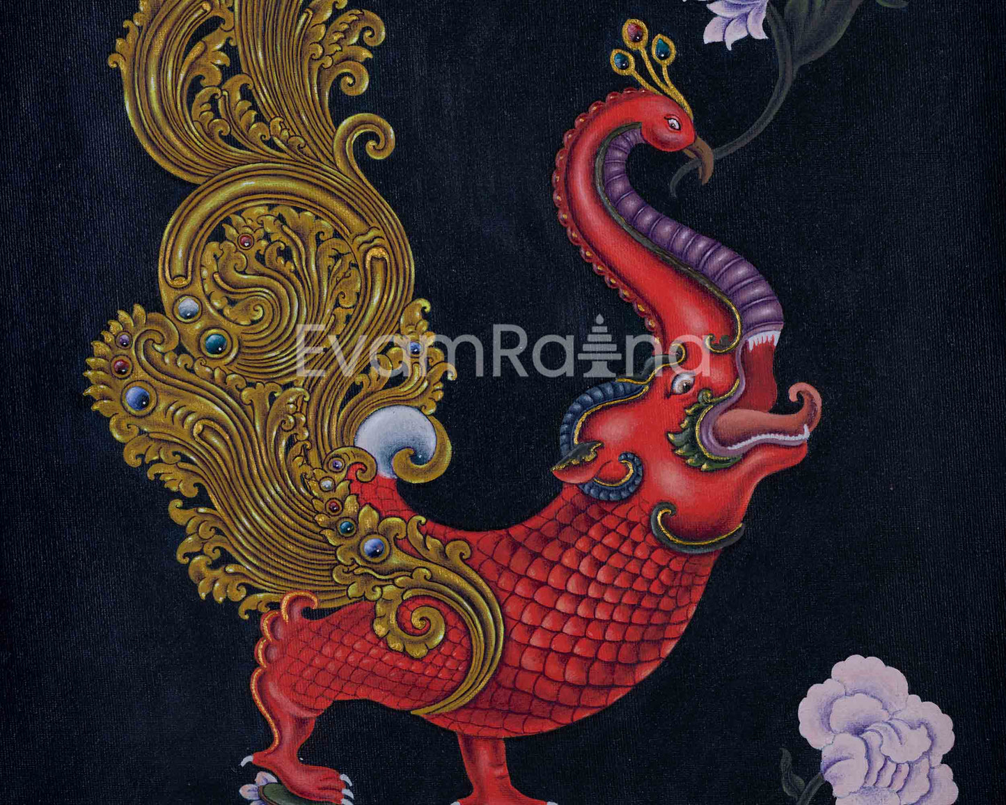 Red Hiti Manga Art Print | Rich Cultural Heritage of Nepal Portrayed In Paubha Painting Print